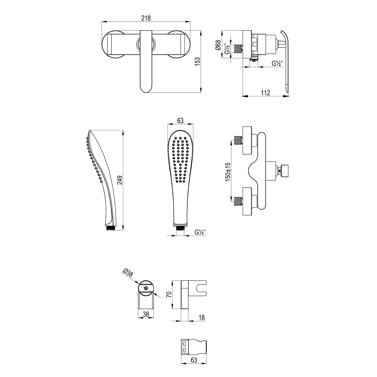Melange Смеситель для душа, хром/белый/, LM, LM4933CW