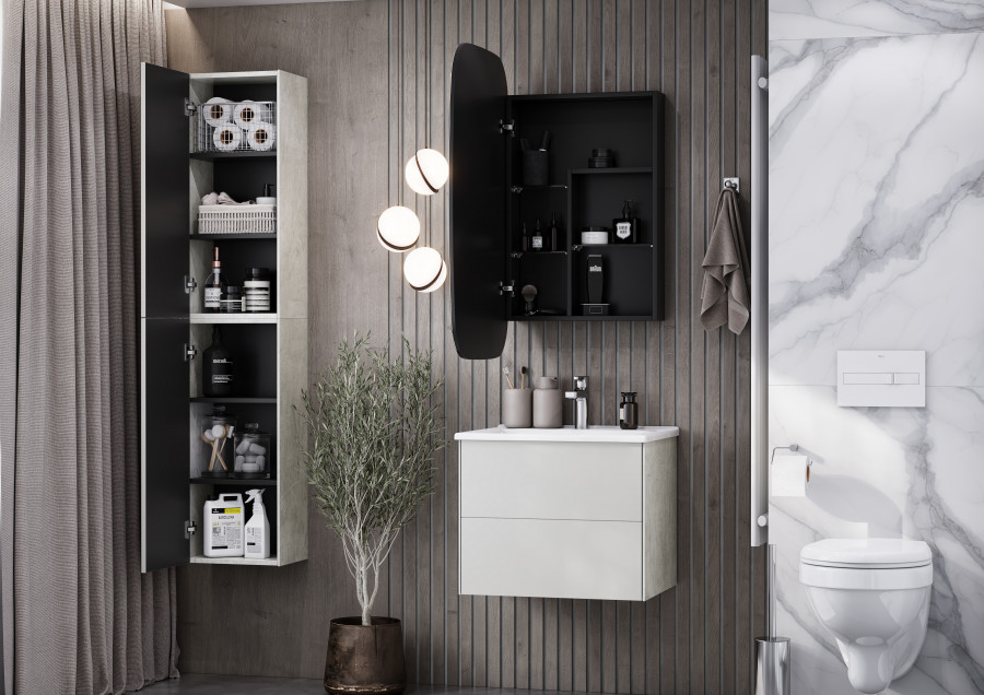 Зеркальный шкаф СОХО 60, графит, левый