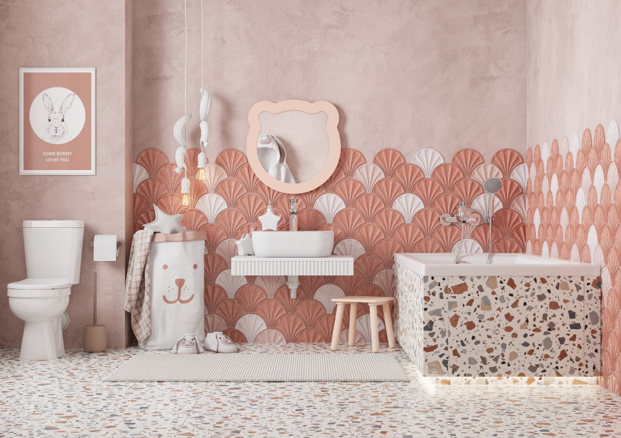 Зеркало КАСПЕР МИШКА, фигурное, розовый матовый