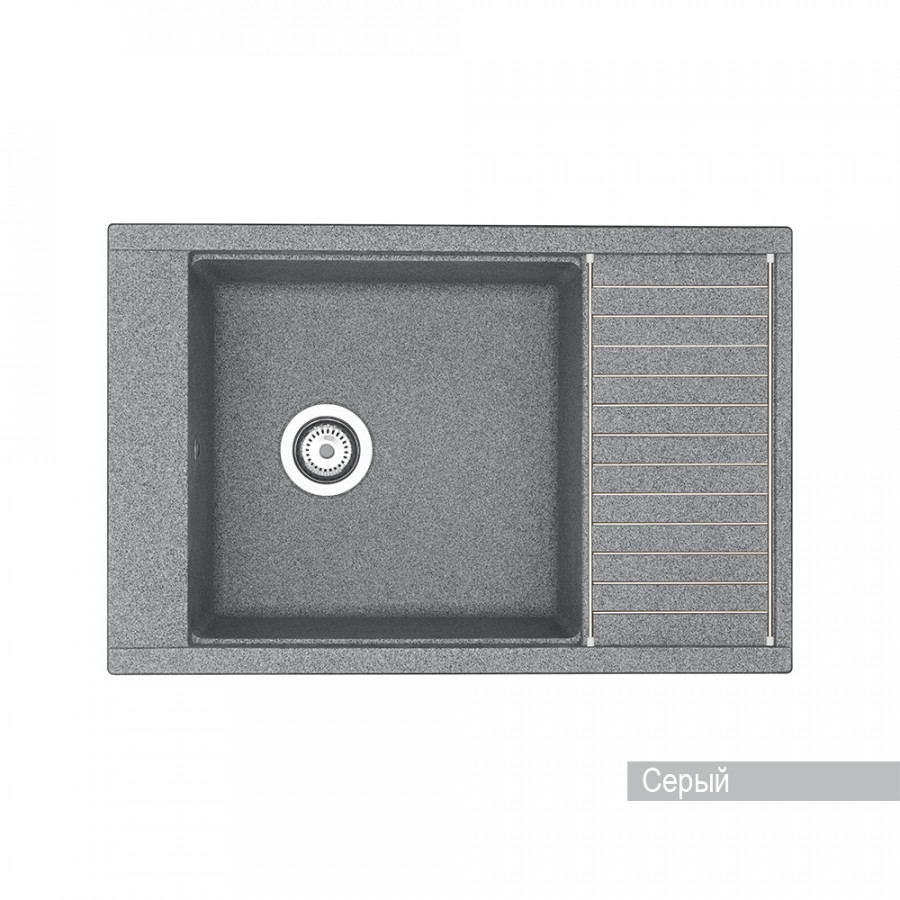 Мойка для кухни Делия 78 787x516x218 мм, прямоуг. с крылом, серый