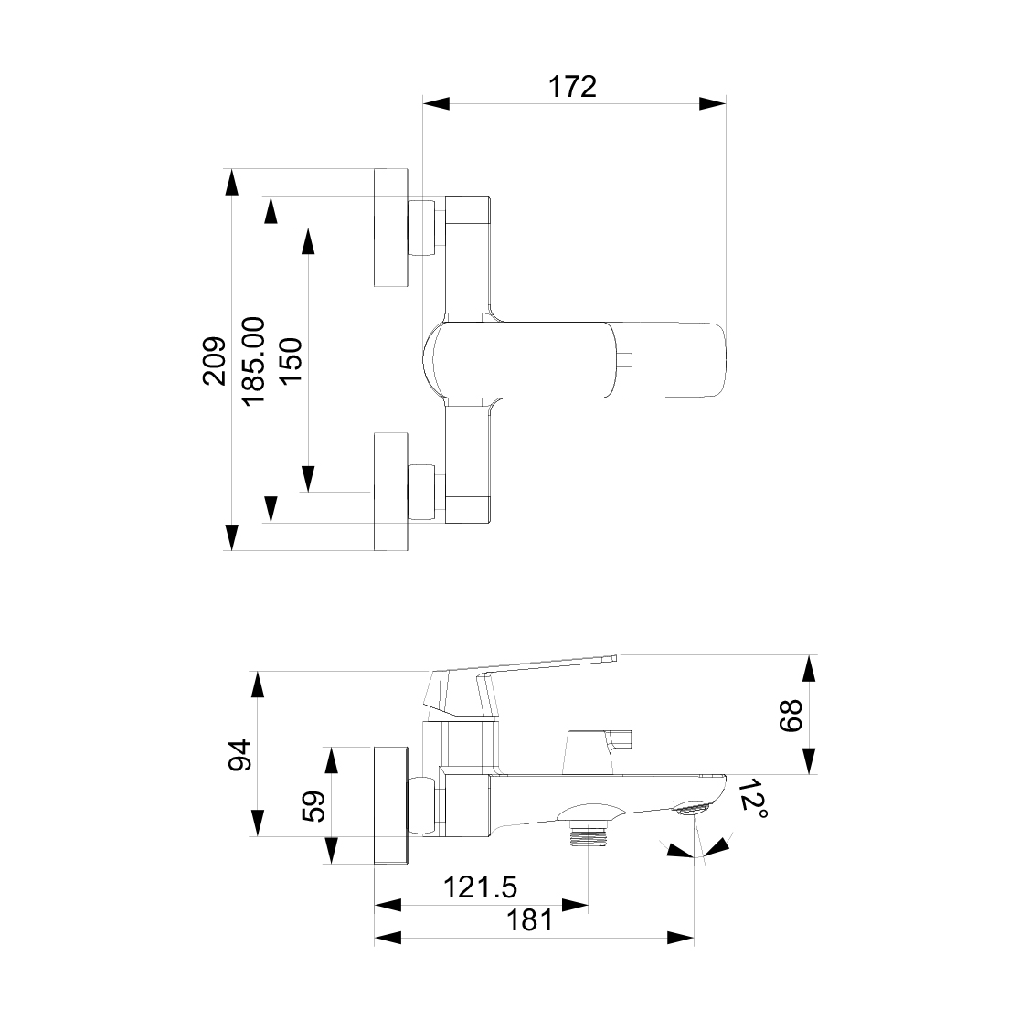 Смеситель для ванны TOKITO NAGOYA хром (TOK-NAG-1014)