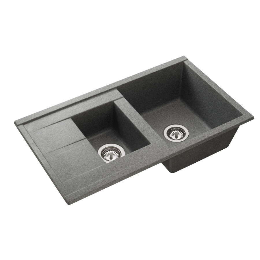 Мойка для кухни  Делия 87 870x510x218 мм, прямоуг. с крылом и доп. чашей, серый