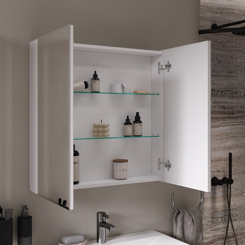 Шкаф зеркальный Geometry 70, подвесной, белый, VOLNA