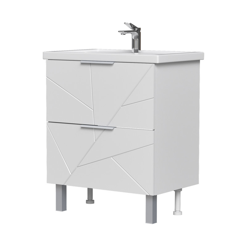 Тумба Twing 70, напольная, 2 ящ., белый (под раковину Фостер 70), VOLNA