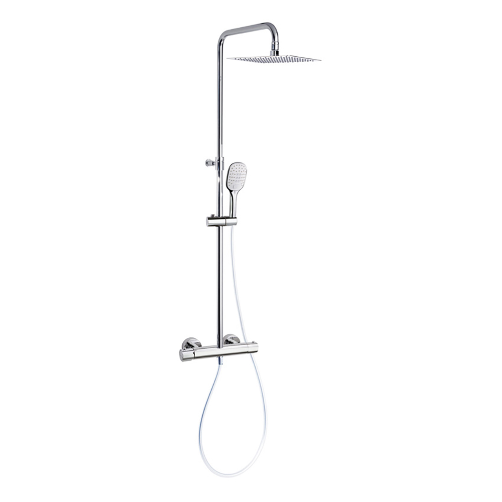 Душевая термостатическая система наружнего монтажа с телескопическим тропическим душем и душевым ком