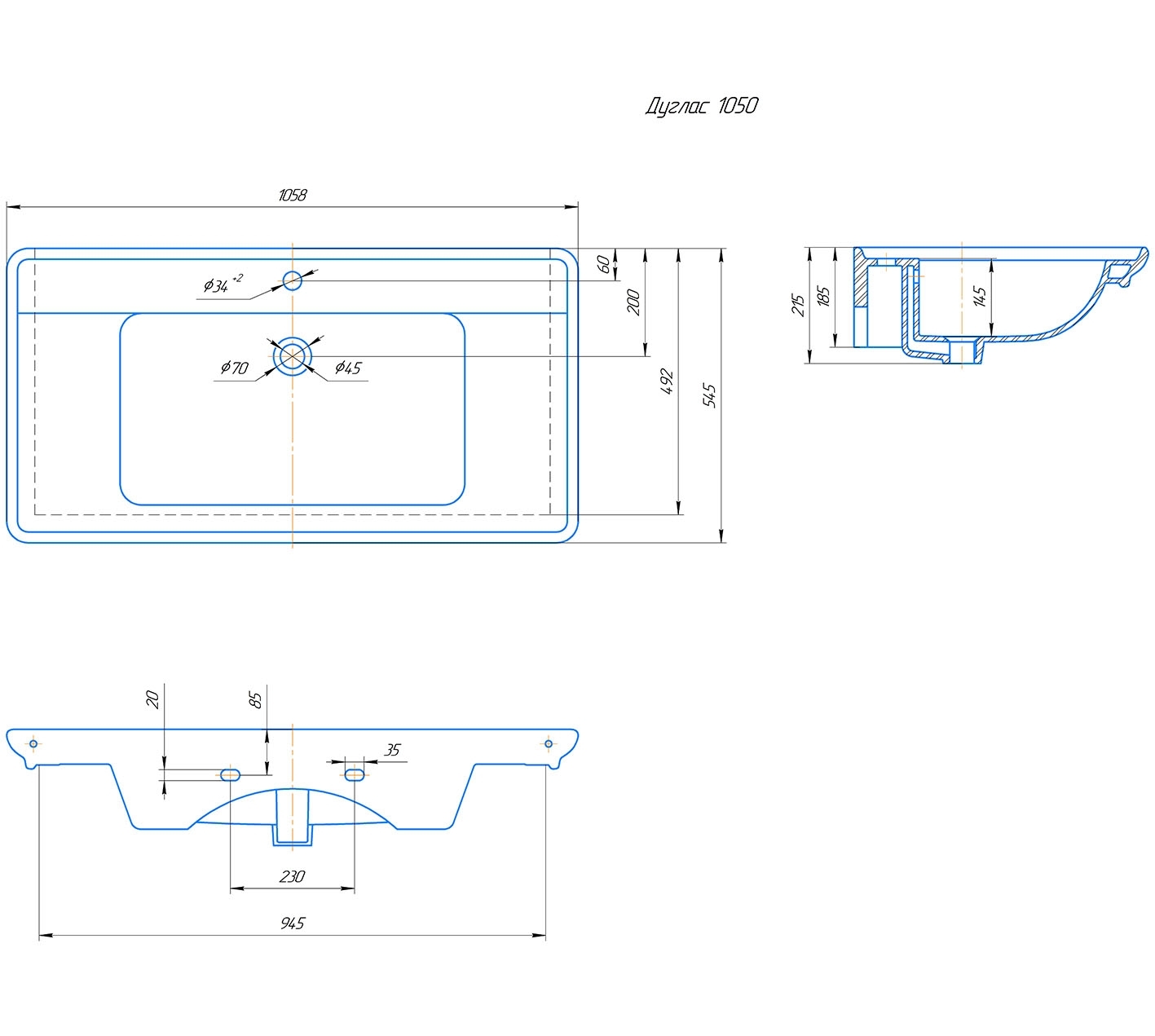 Раковина KIROVIT Дуглас 1050 мебельная белый (Вн Крв66) 4640021067918