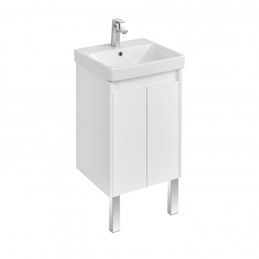 Тумба СКАНДИ DOORS 45, универс., 2 дв., белый глянец/белый матовый (под раковину АДРИАНА 45)