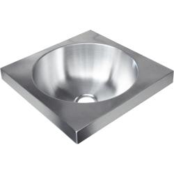 Раковина из нержавеющей стали настенная  квадратная 126x360x360 мм, шт