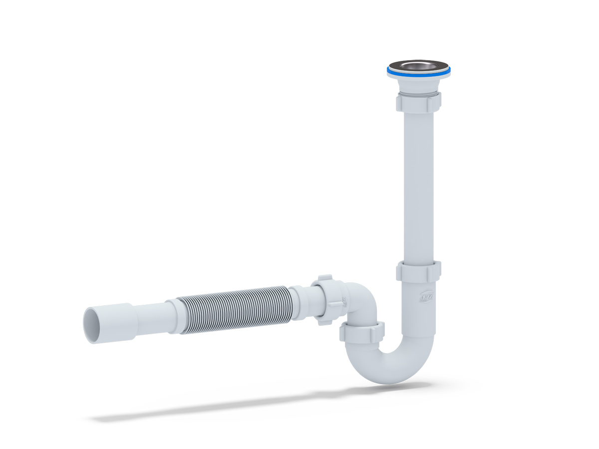 Сифон для раковины АНИ Пласт DB1015 1 1/4 дюйма 32 прямоточный с гибкой трубой 32х32/40
