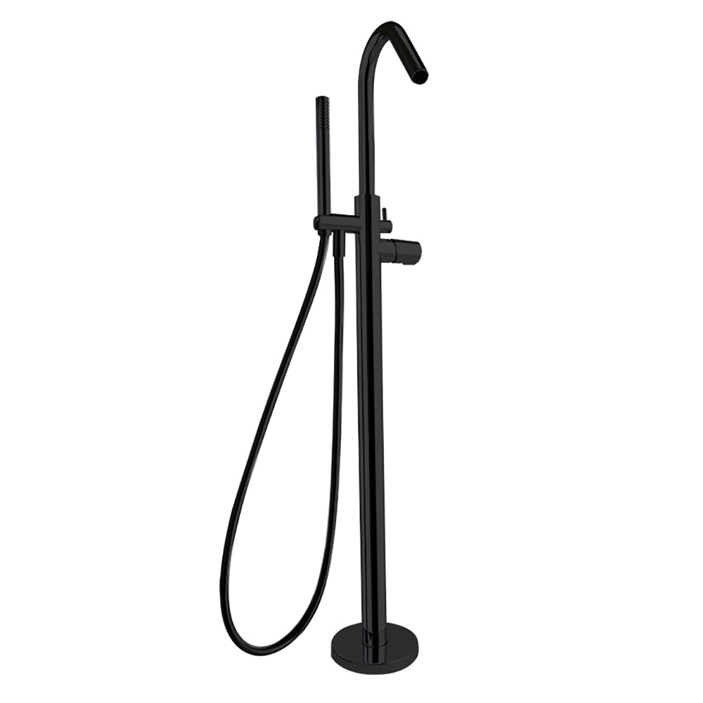 Напольный смеситель для ванны однорычажный с душевым комплектом TZAR 348503DNM матовый черный