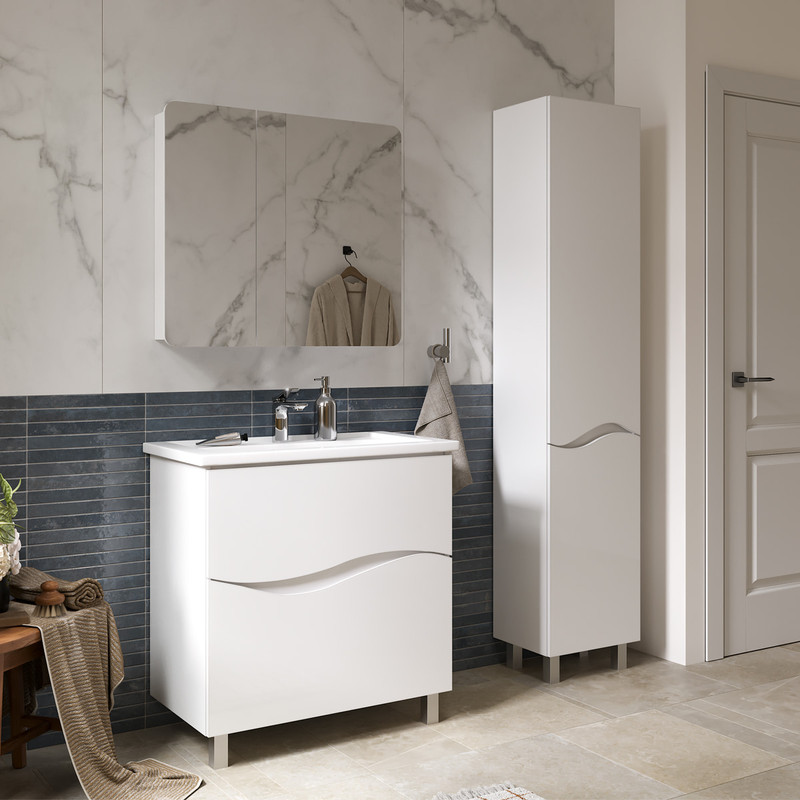 Пенал Волна/Volna 40, напольный , белый, VOLNA