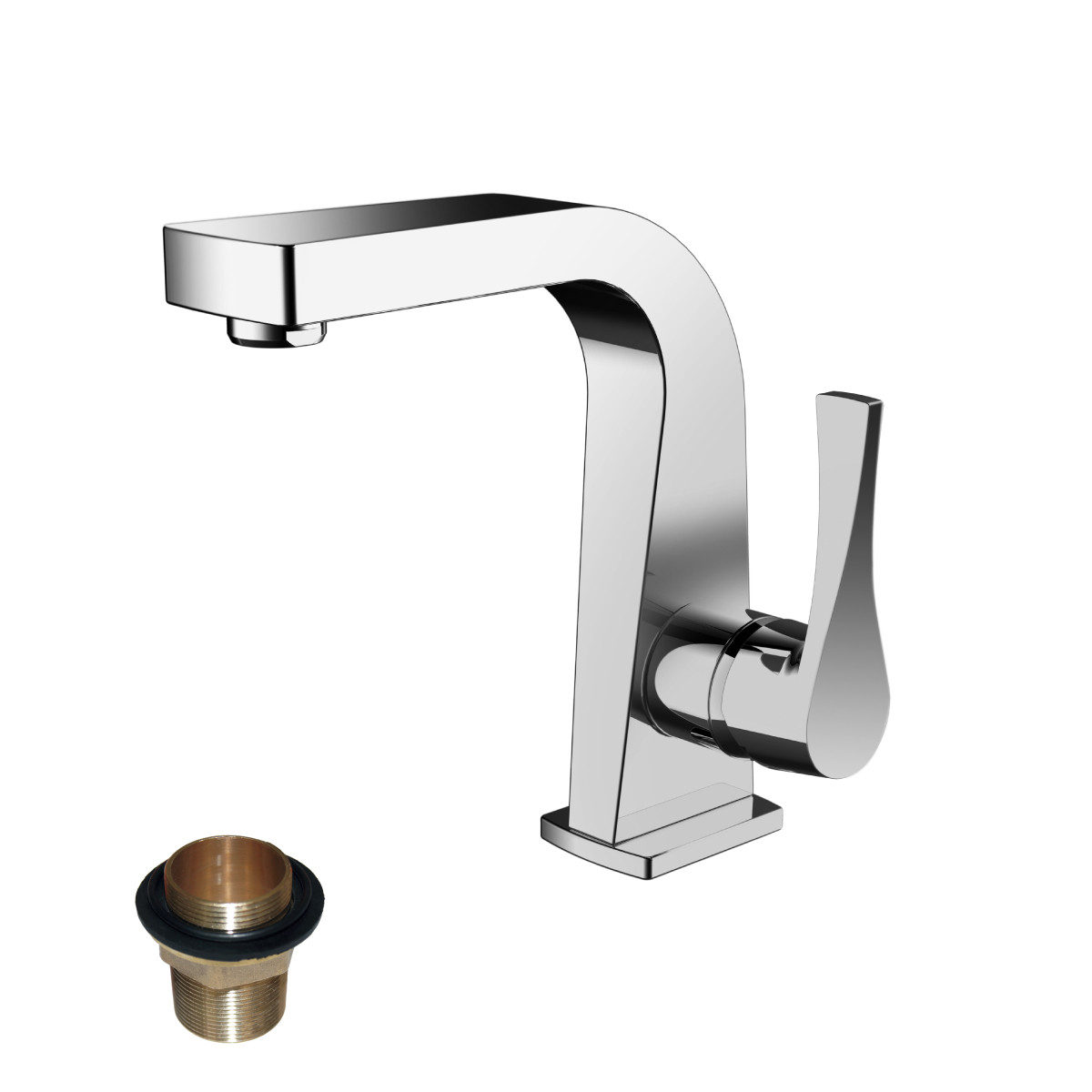 RS34 Смеситель для раковины, выс.монолит.излив 133мм, р/ОД, хром, ROS, RS34-12U