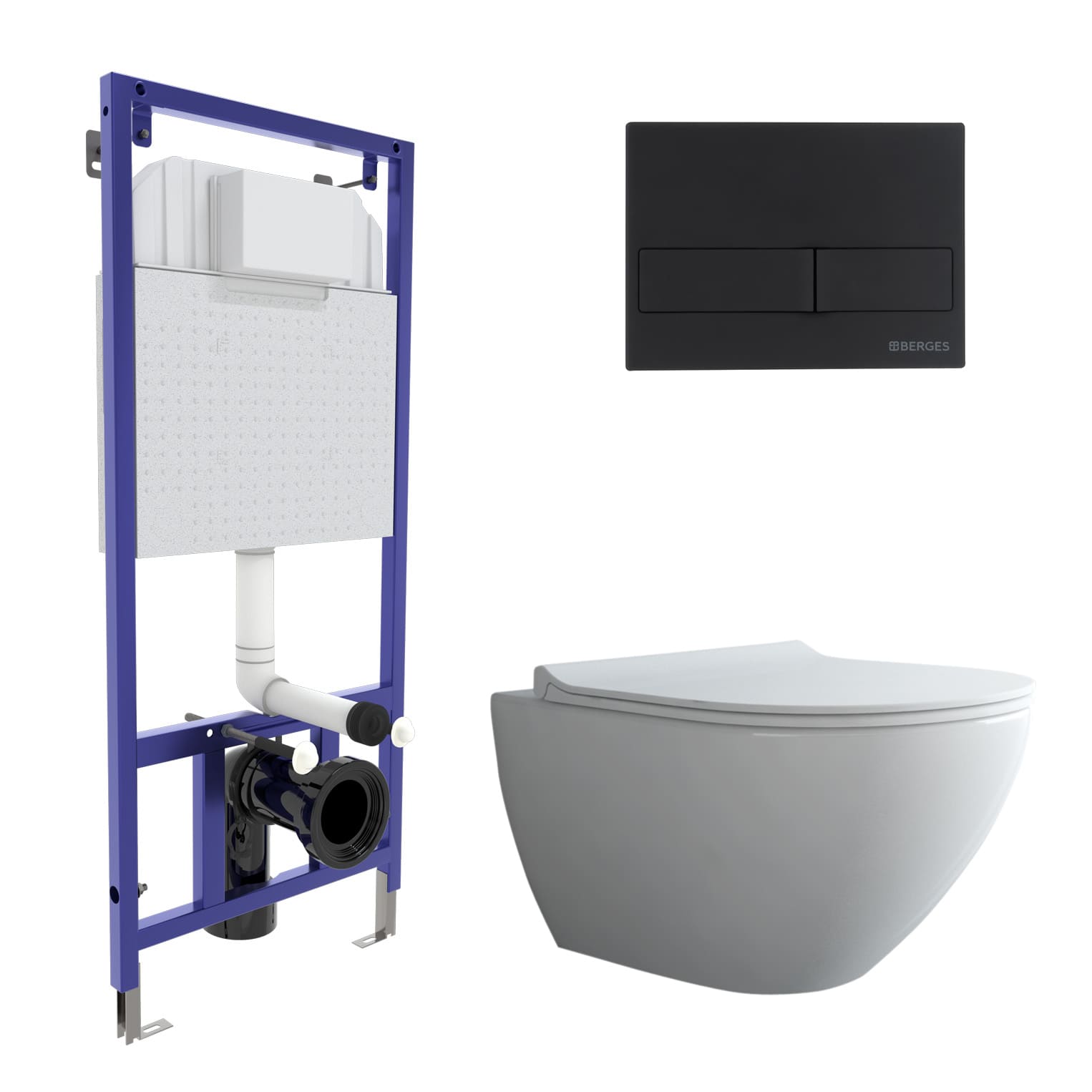 Комплект: инсталляция NOVUM, кнопка L5, унитаз PUMA XL Rimless, сиденье дюропласт Toma Slim SO, BERG