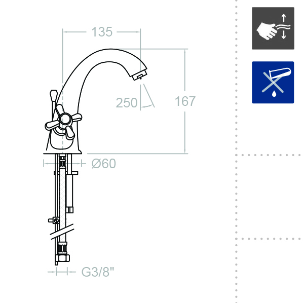 Смеситель для раковины вентельный GAUDI 3101C (M)