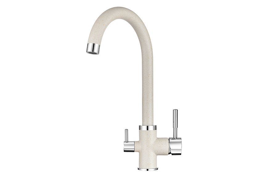 2168, ПИРИТ Смеситель для кухни однорыч., с подкл. для питьевой воды, беж., GRANULA