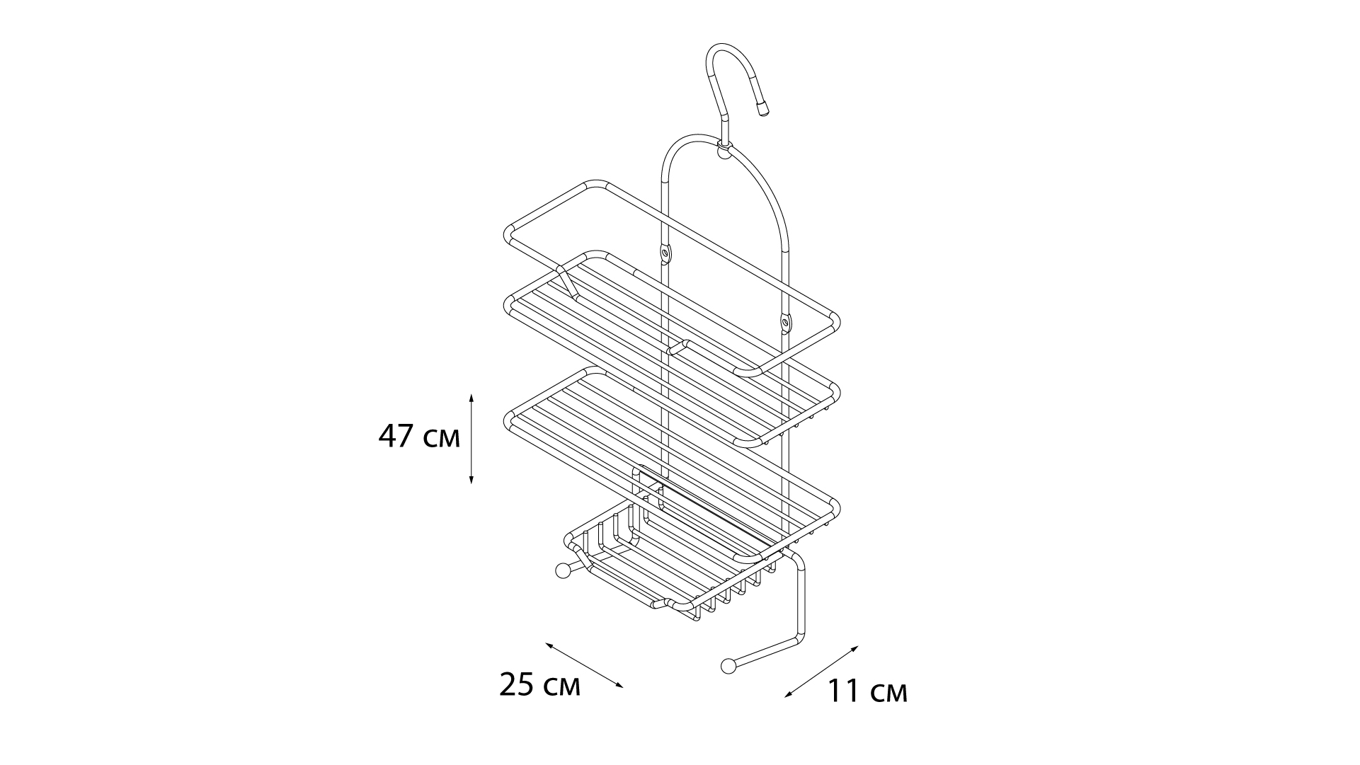 Полка прямоугольная трехэтажная хром Fixsen FX-870