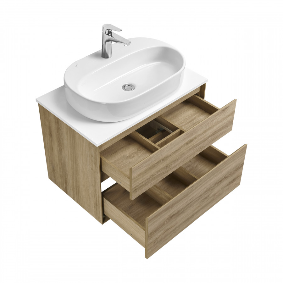 Тумба ЛИБЕРТИ 75, 2 ящ., подвесная, дуб эльвезия (под раковину ЭЛИНА 75, MILA 35, MILA 40, ОДРИ 42)