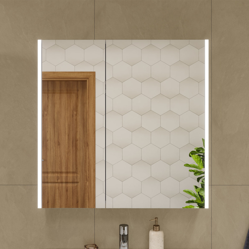 Шкаф зеркальный Prime LED 80, белый, VOLNA