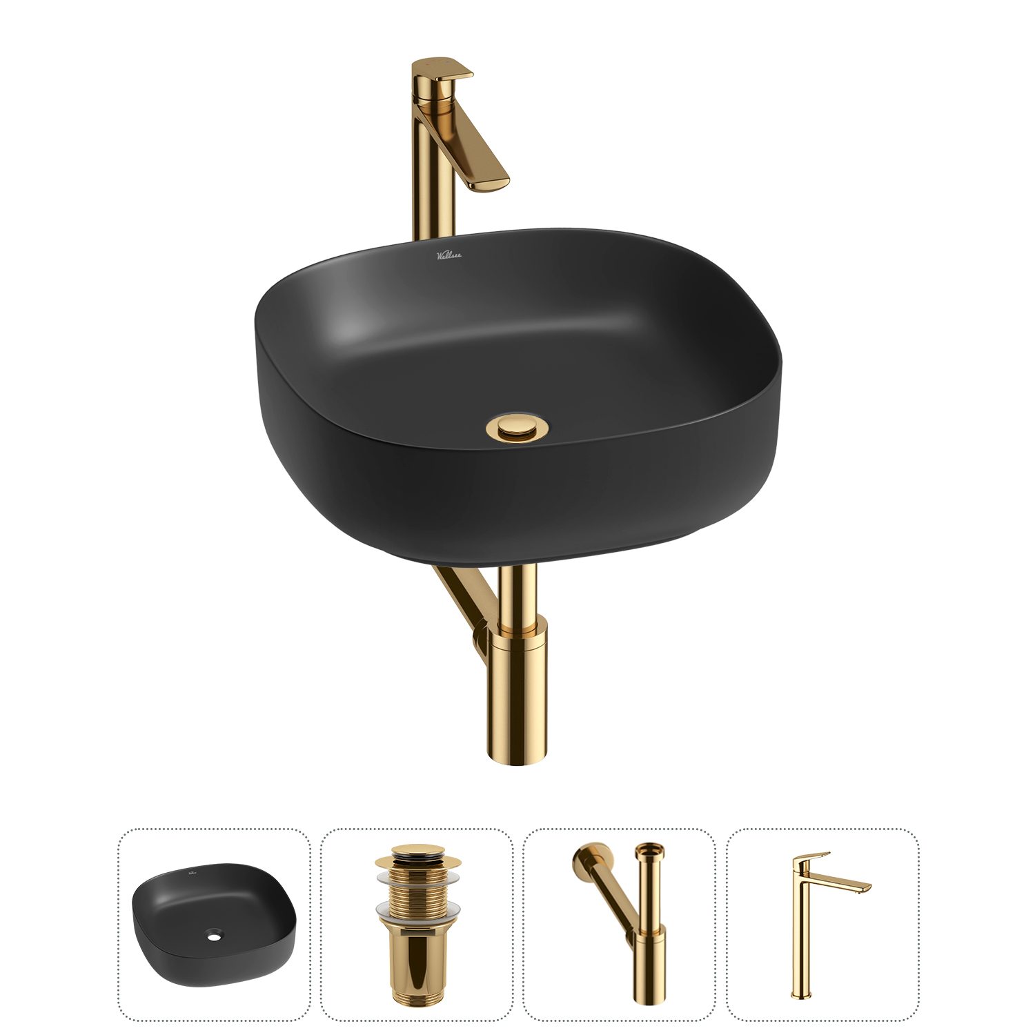 Накладная раковина для ванной комнаты Wellsee Belle Spa 3.0 20212713R в наборе 4 в 1: раковина матов