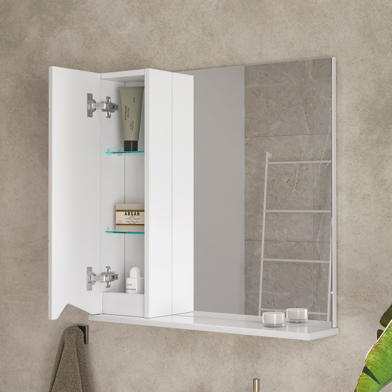 Зеркало-шкаф Pronto 70 левый, белый, VOLNA