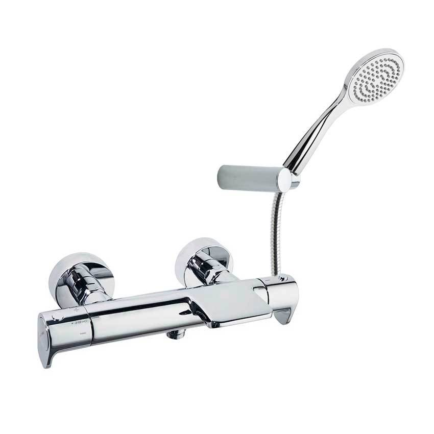 Термостатический смеситель для ванны наружнего монтажа с каскадным изливом и душевым комплектом ALEX