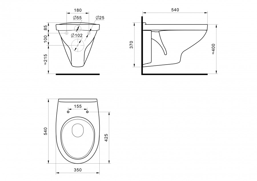 БОРЕАЛЬ Унитаз подвесной, сиденье дюропласт, САНТЕК