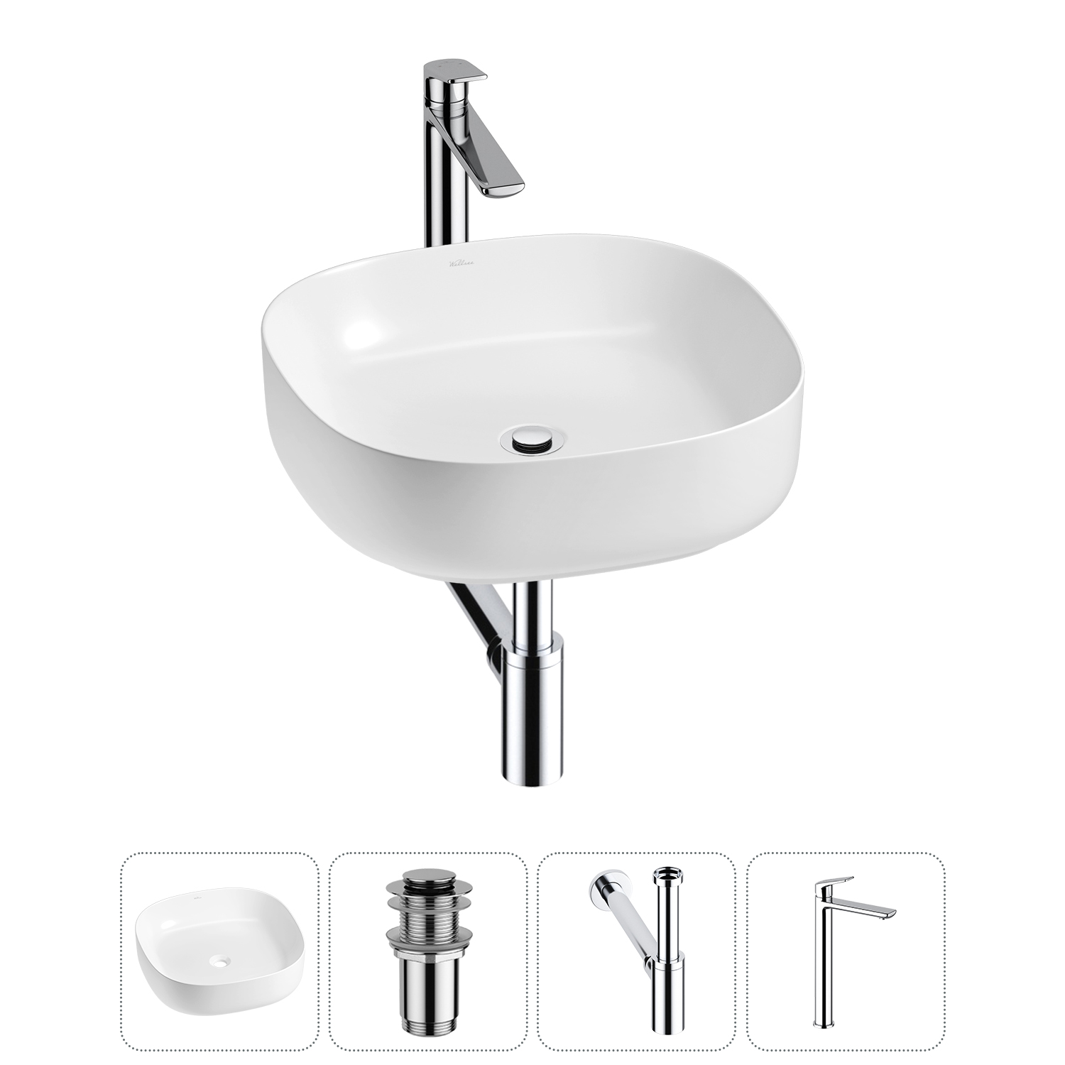 Накладная раковина для ванной комнаты Wellsee Belle Spa 3.0 20212697R в наборе 4 в 1: раковина белый