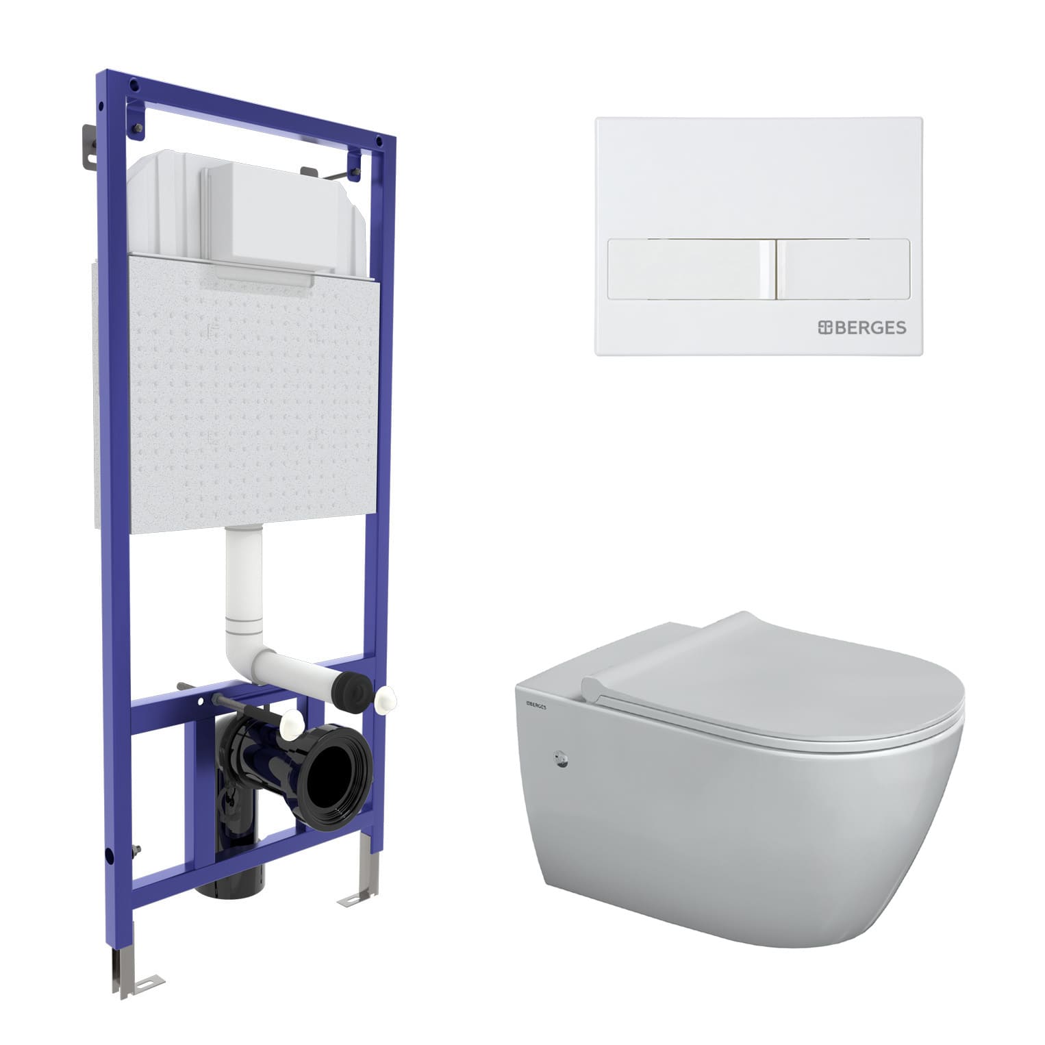 Комплект: инсталляция NOVUM, кнопка L1, унитаз MASCON  Rimless, сиденье дюропласт Toma Slim SO, BERG