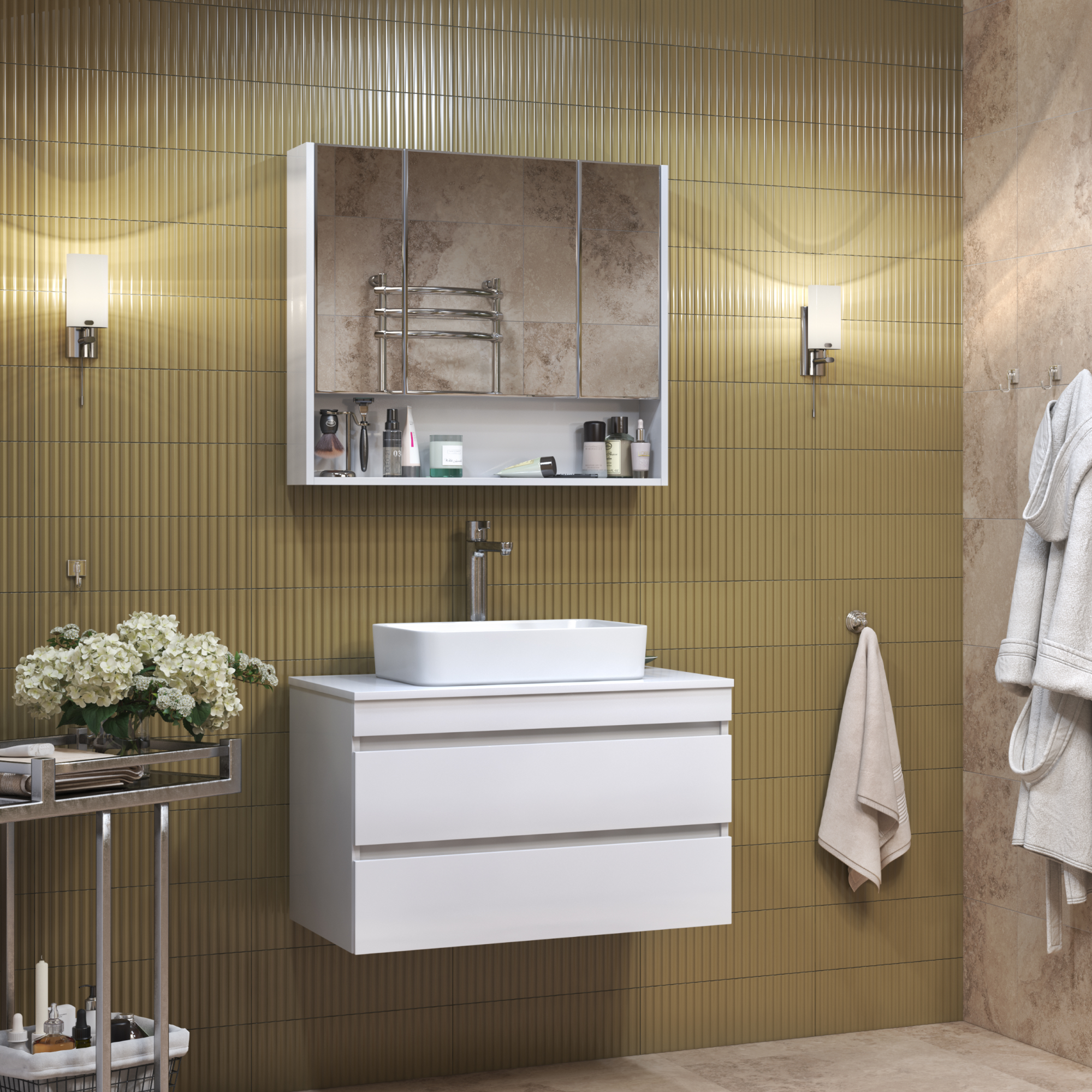 Зеркальный шкаф VIGO Urban 70 подвесной белый (zsh.URB.70)