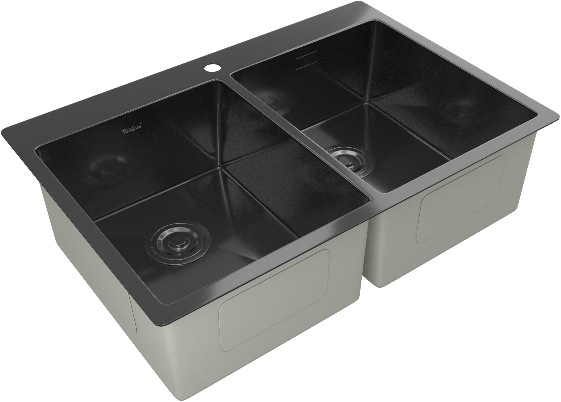 Rivelato Rinox 7450 2В PVD black Мойка нерж.сталь  2 чаши 740*500*200 мм арт.7450 2В PVD black