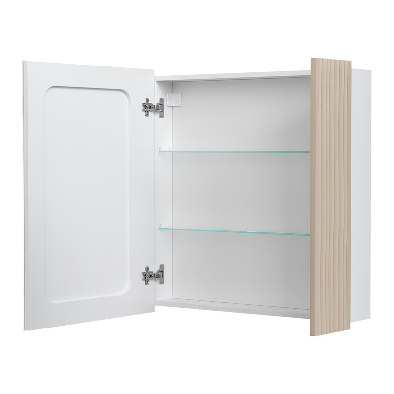 Шкаф зеркальный  Lotty LED 80, подвесной, латте/белый, VOLNA