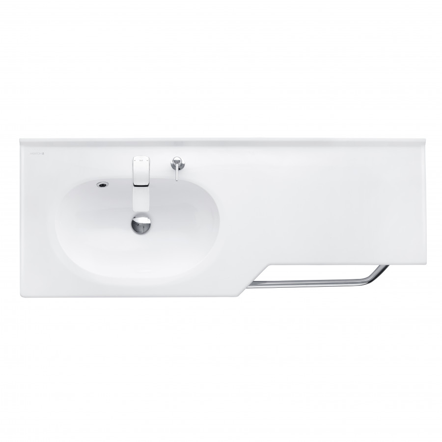 Раковина ОТЕЛЬ 2/1270, левая с навесами и диспенсором