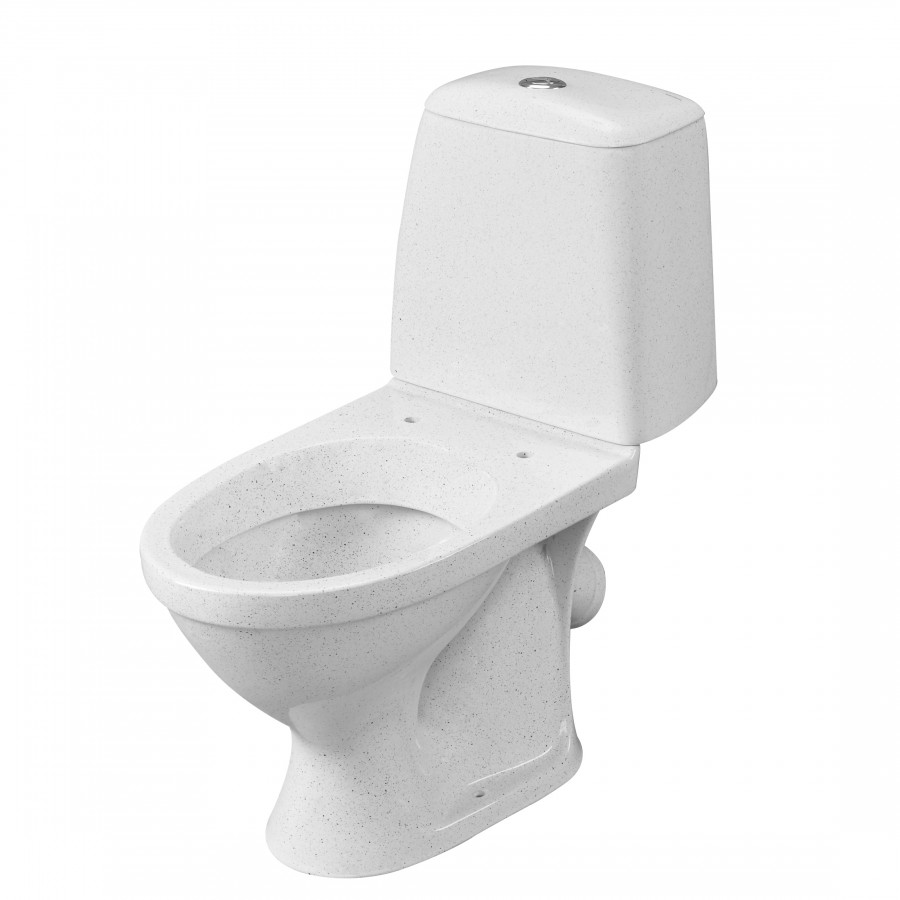 Унитаз-компакт "Соната" косой выпуск,1 сорт,с кнопочной арматурой и сиденьем,крап на белом ,SANTERI