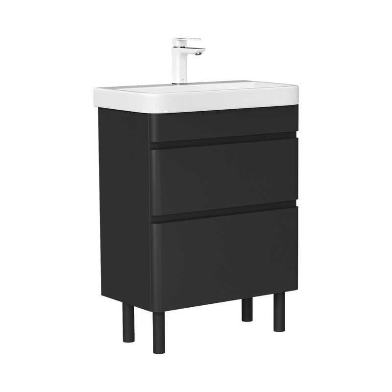 Тумба EQUIL Eltoro 60 напольная 2 ящ. черный софт (под раковину 9595-60)