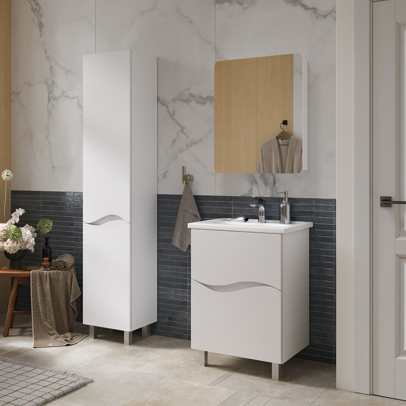 Пенал Волна/Volna 40, напольный , белый, VOLNA