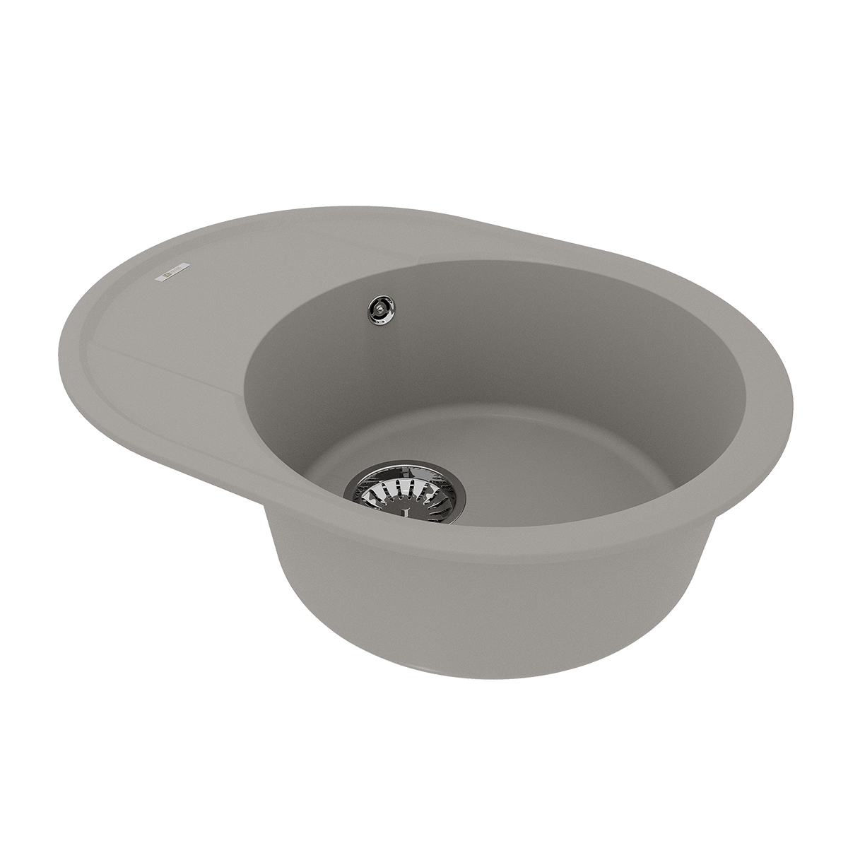 Кухонная мойка Lemark LACHA 620 врезная овальная с крылом из кварцгранита, Грей