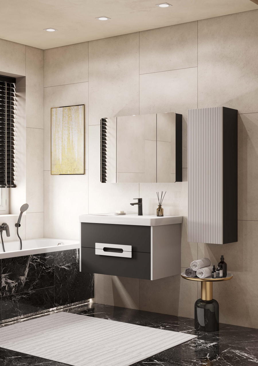 Зеркальный шкаф АР-ДЕКО 85,серый кобальт