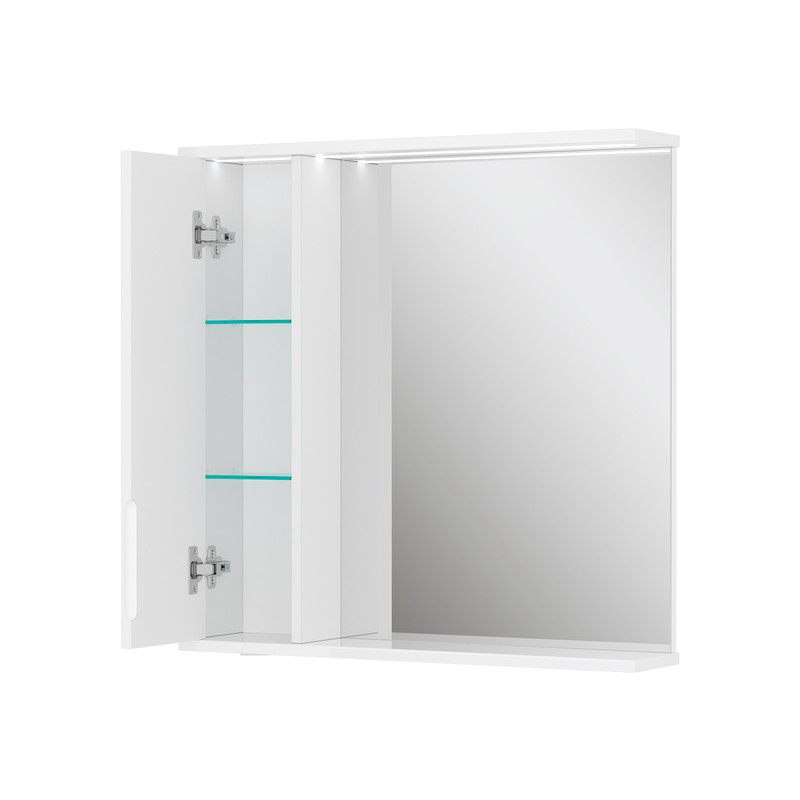 Зеркало-шкаф Lake 70, с LED подсветкой, левый, белый, VOLNA