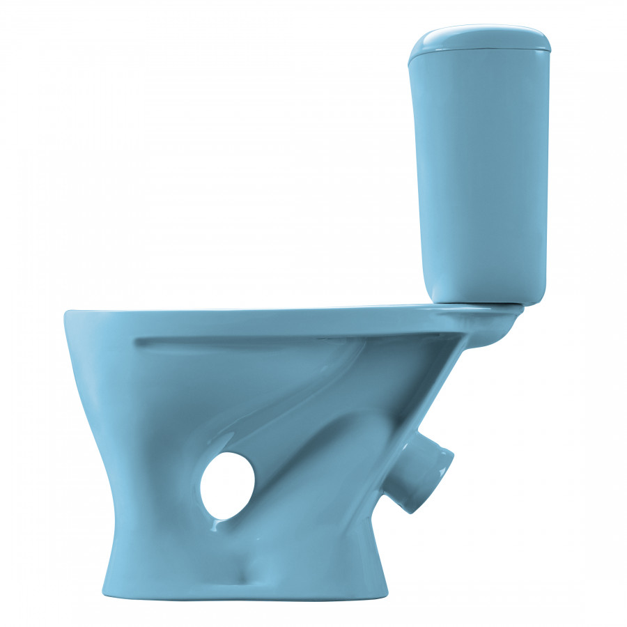 Унитаз-компакт "Воротынский" косой выпуск, ниж. под., с кнопочной арматурой и сиденьем, голубой  С