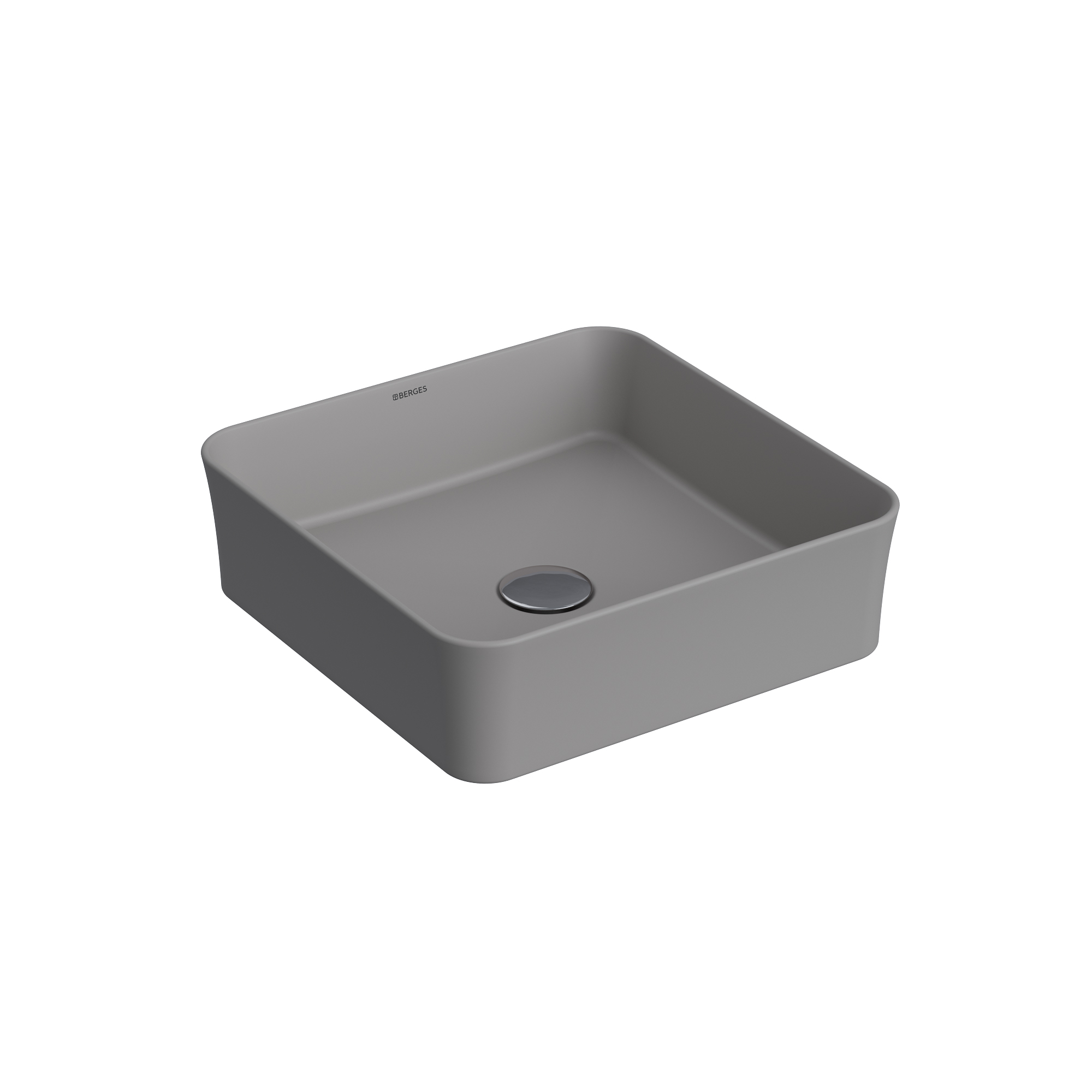 Раковина Ego SL накладная, 38x38 см, квадратная, серый матовый, BERGES