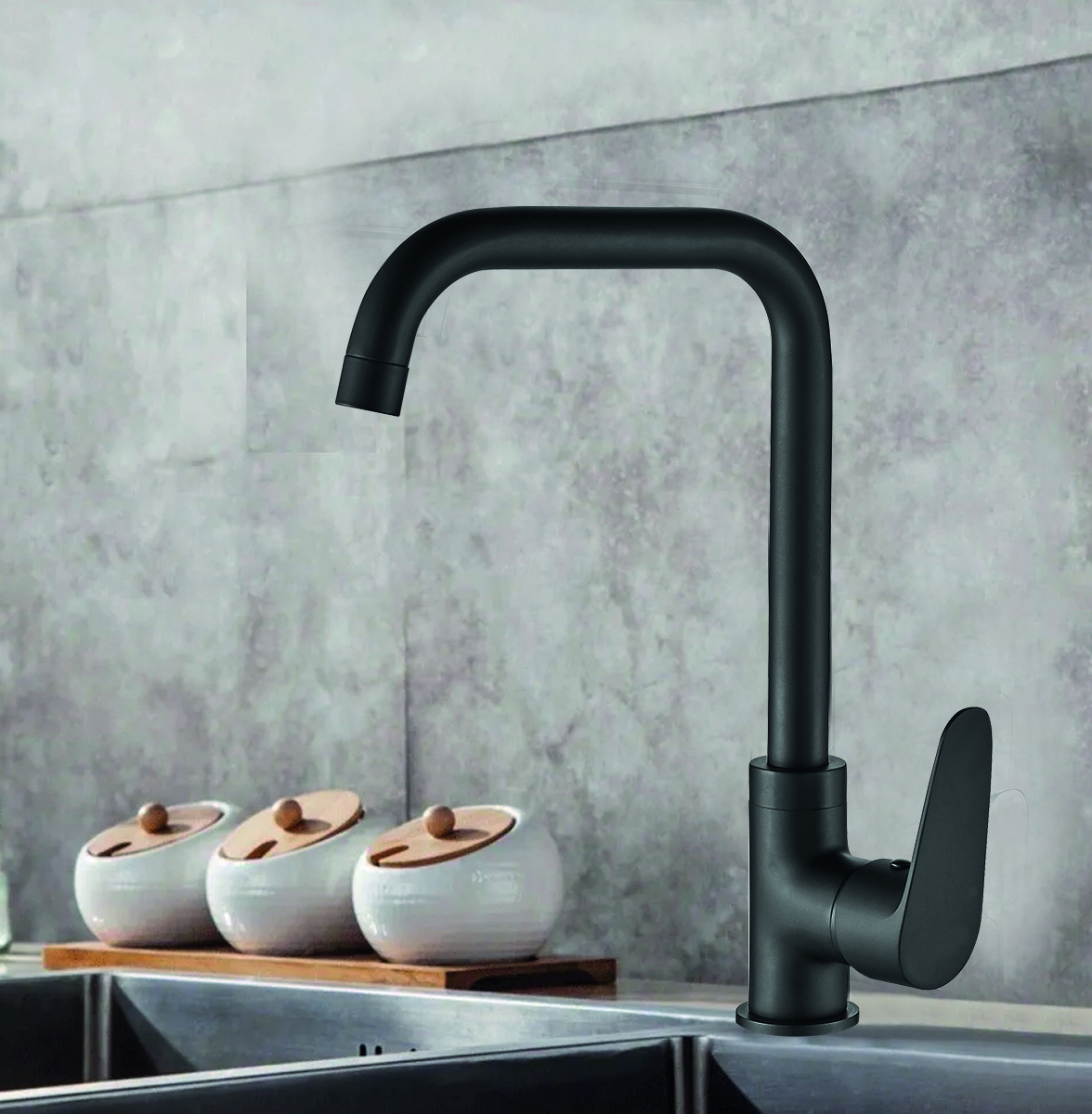 Смеситель для кухни черный NOVA, NOV03-150Black