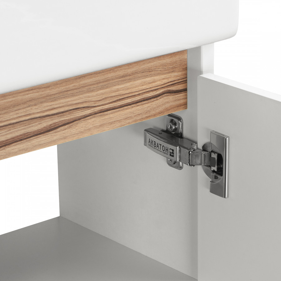 Тумба ЭКЛИПС М 46, подвесная, правая, эбони светл. (под раковину ЭРИС 46)