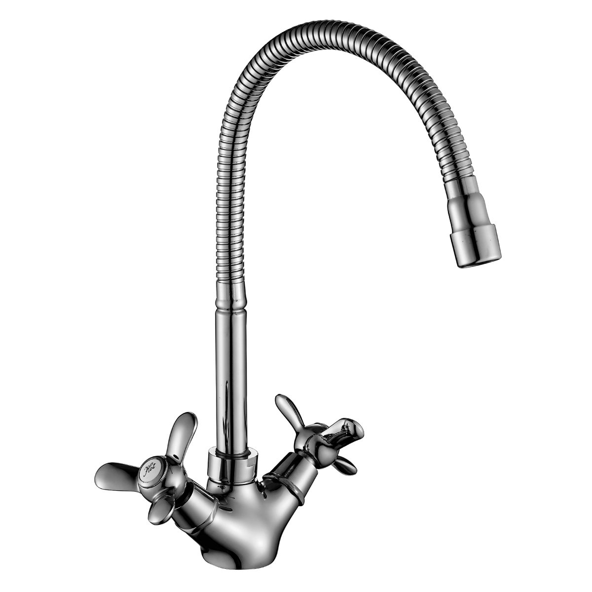 Q02 Смеситель для кухни, гиб.излив 205мм, р/ДВ, хром, ROS, Q02-75