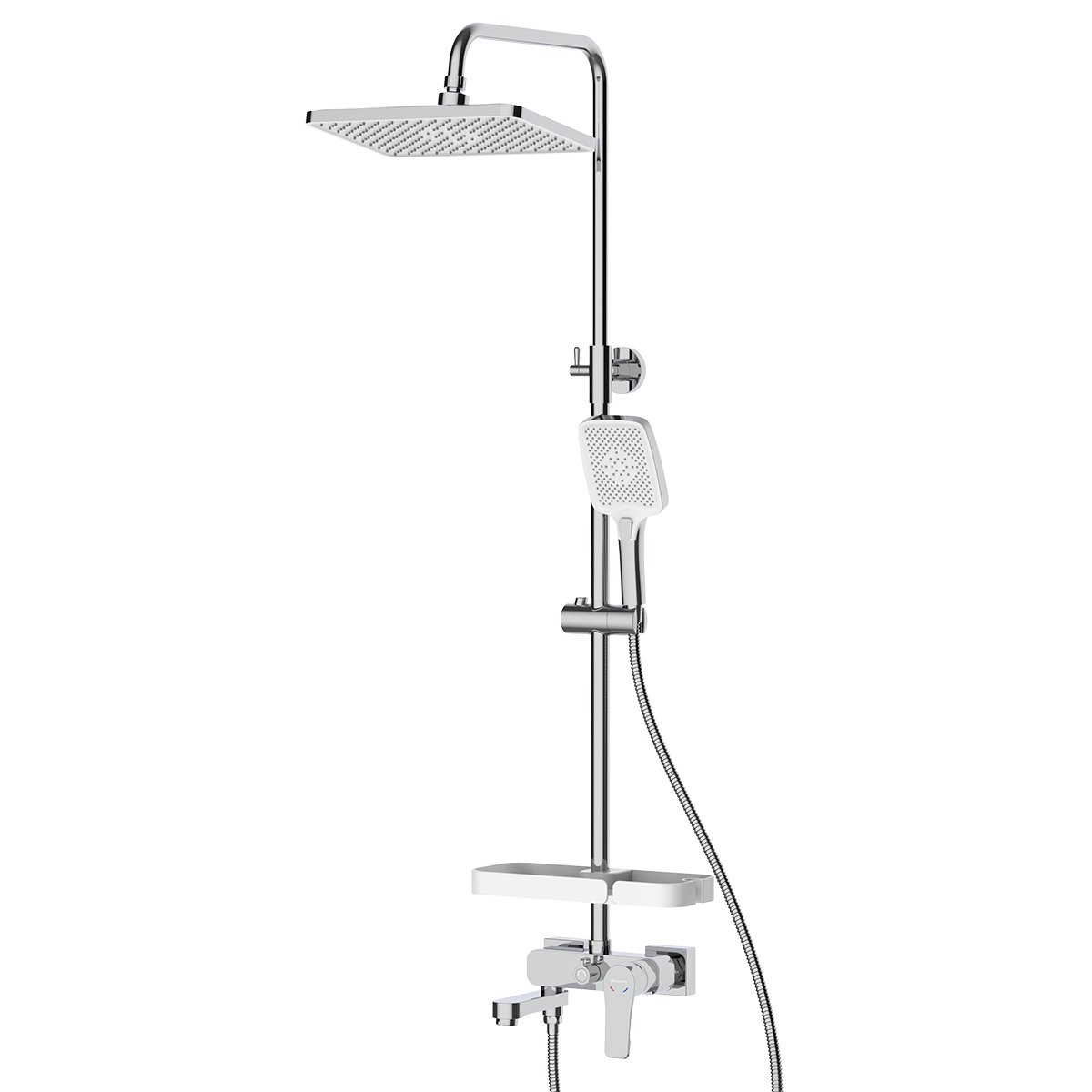 Смеситель DECOROOM DR23071 для ванны и душа с регулируемой высотой штанги и верхней душевой лейкой "