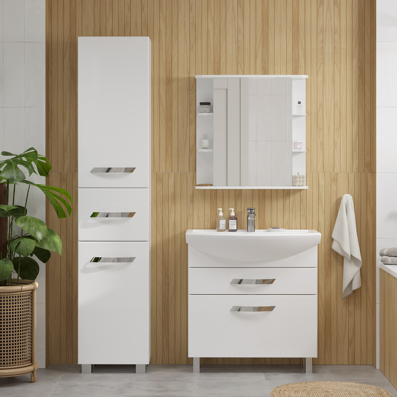 Шкаф зеркальный Onda 70, подвесной, белый, VOLNA