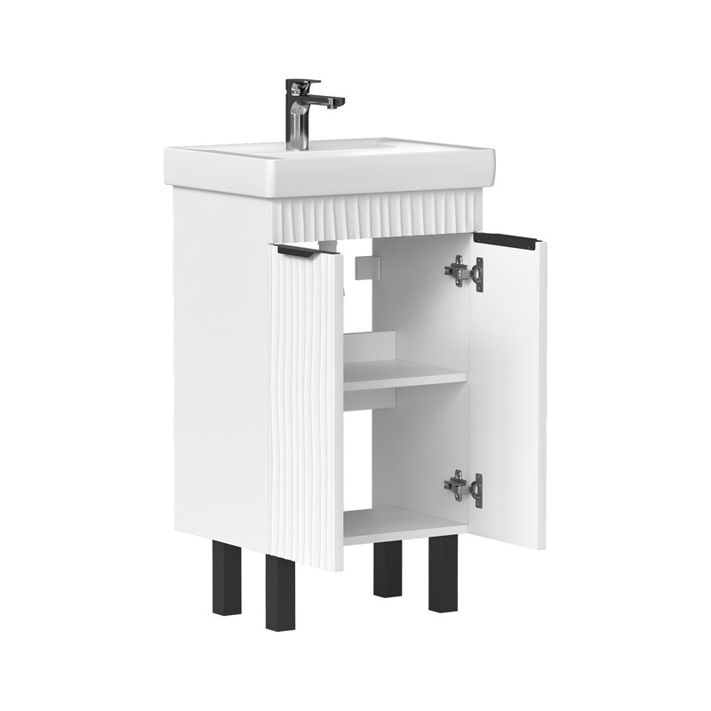 Тумба Lotti 50, напольная 2 дв., белая (под раковину Тигода 50), VOLNA