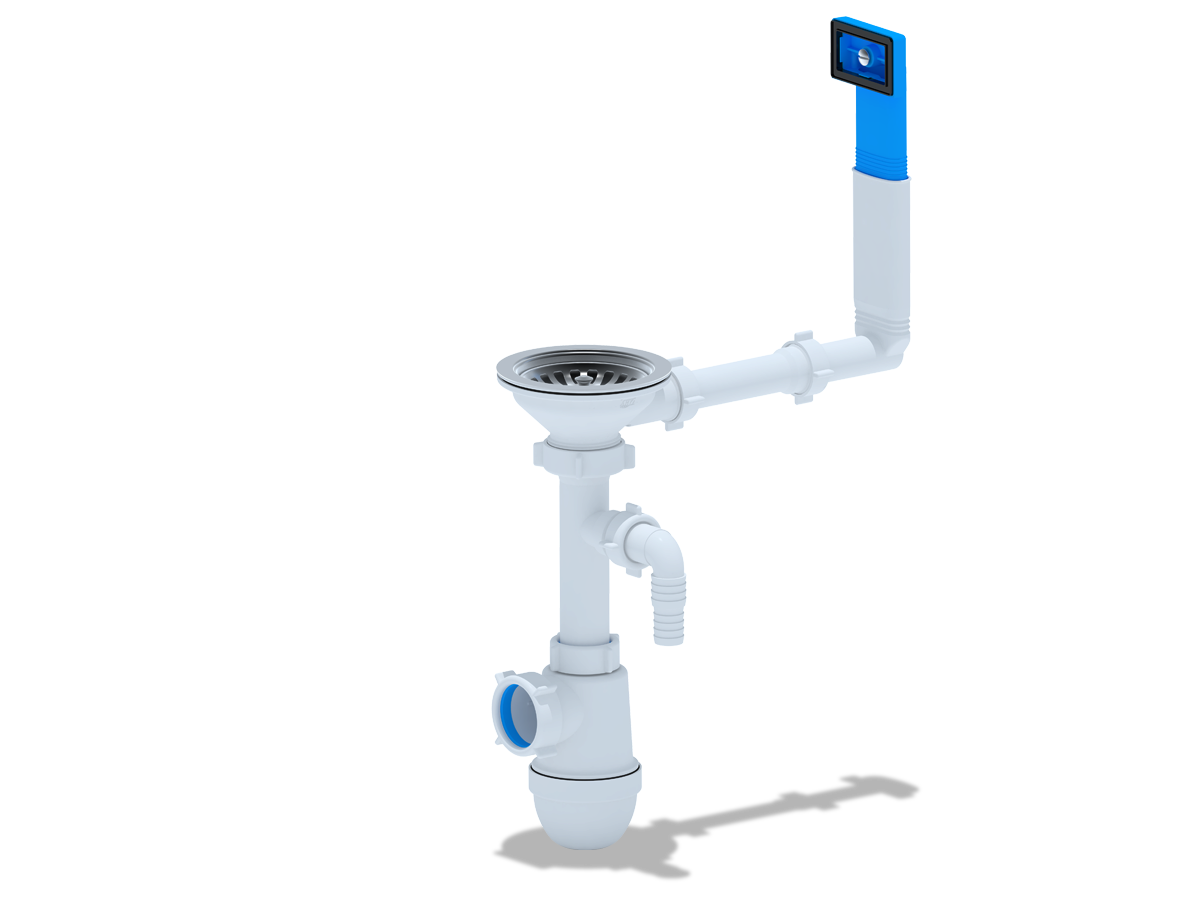 Сифон для мойки АНИ Пласт C0147 3 1/2 дюйма 40 с жестким переливом и отводом