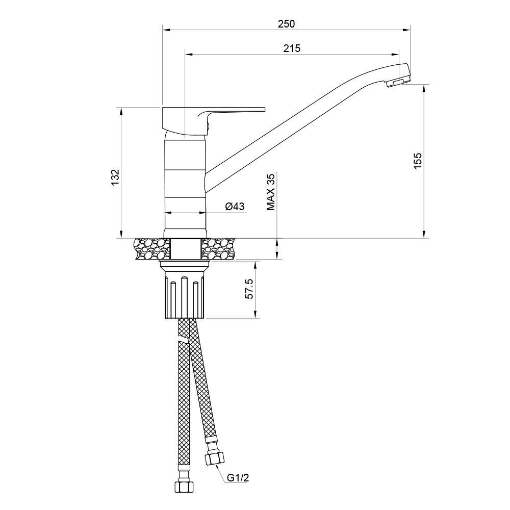 Смеситель для кухни NATUR, NAT07-131