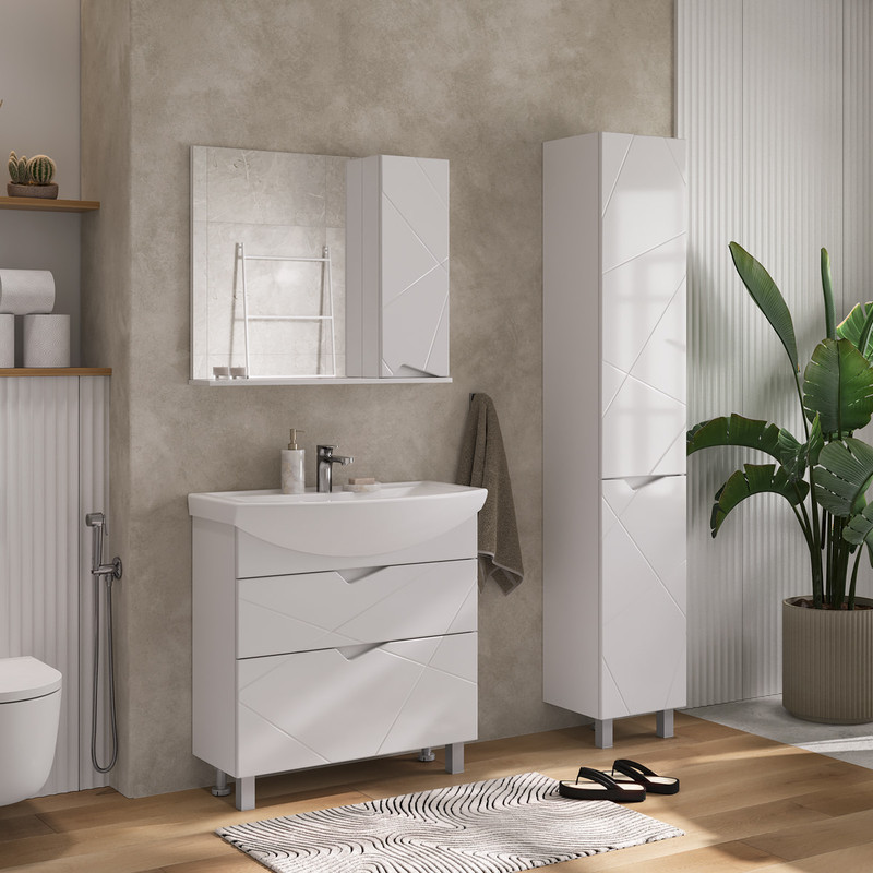 Зеркало-шкаф Pronto 80 правый, белый, VOLNA