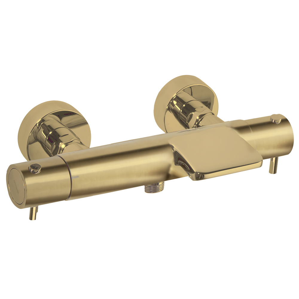 Термостатический смеситель для ванны наружнего монтажа с каскадным изливом ODISEA 393901SOC золото б